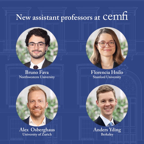 We are thrilled to welcome Bruno Fava (Northwestern University), Florencia Hnilo (Stanford University), Alex Osberghaus (University of Zurich), and Anders Yding (UC Berkeley), who will join CEMFI as assistant professors